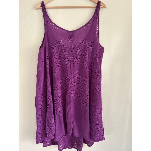 Johnny Was Eyelet Mini Dress Purple SZXXL Boho Floral Romantic Festival - Picture 5 of 9